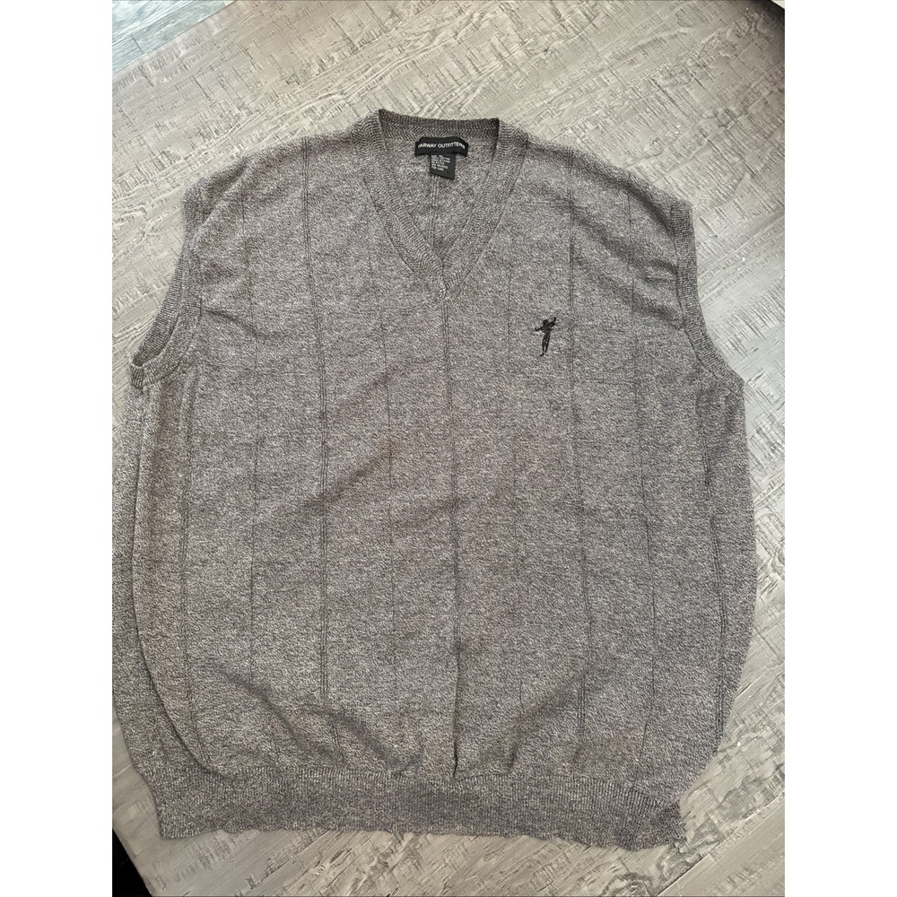 Fairway Outfitters Mens V Neck Sweater‎ Vest Gray Embroidered Logo Size XL
